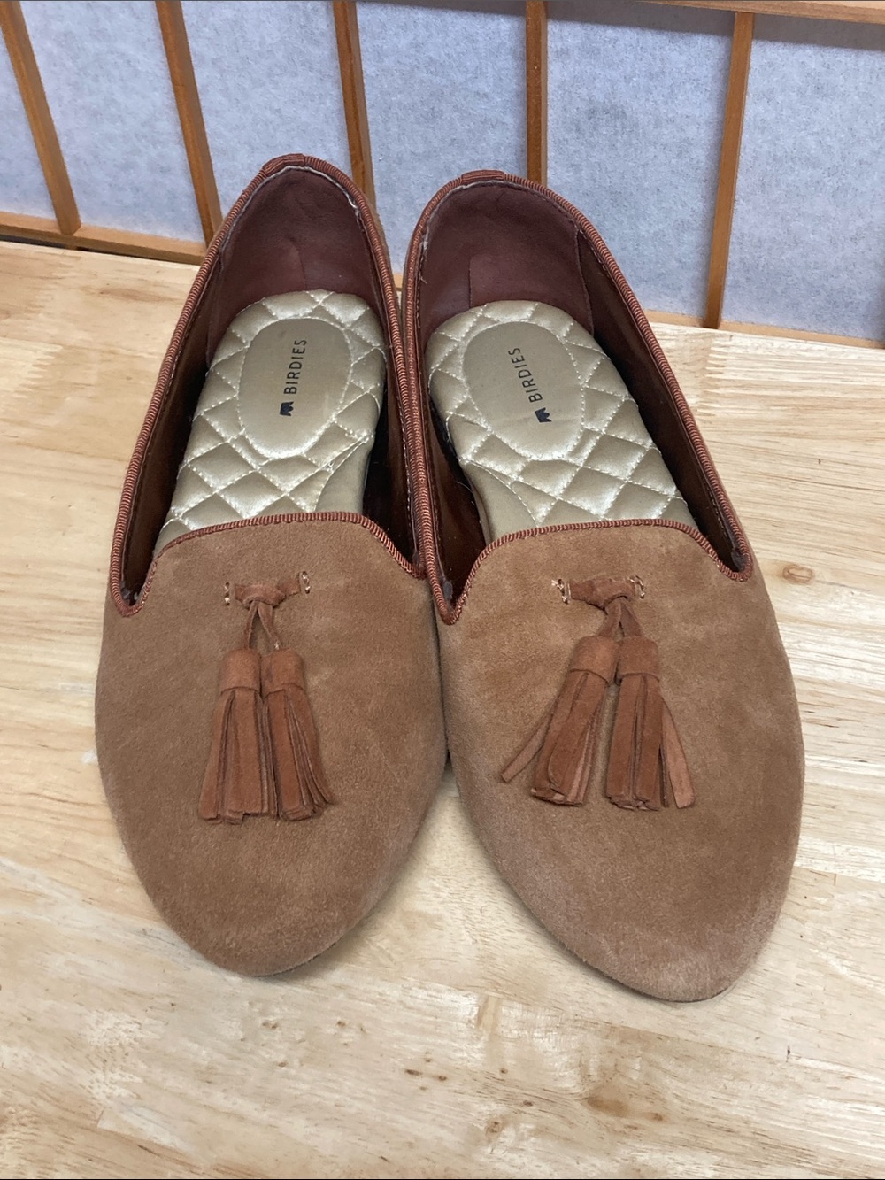 Birdies Tan Suede Tassel Loafer Flats Sz 7